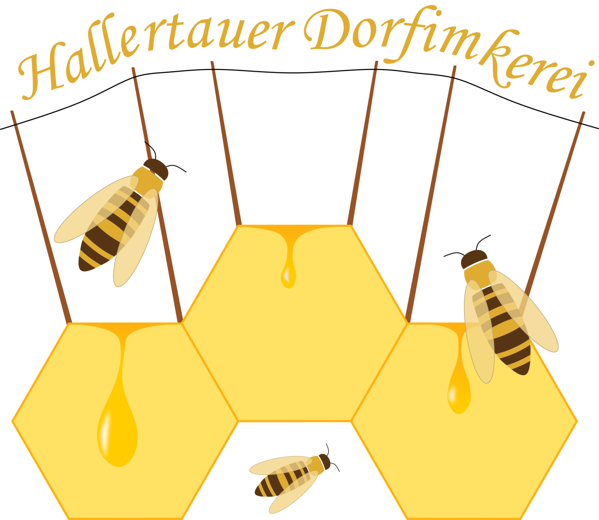 Bienenwaben mit Hopfenstangen